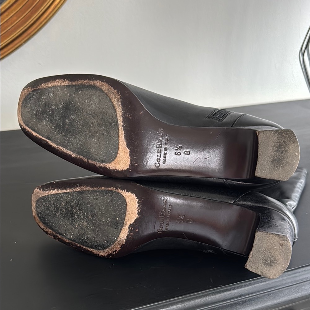 Cole Haan Vintage Leather Black Heeled Mid-Calf Boots Made in Italy - Picture 3 of 15